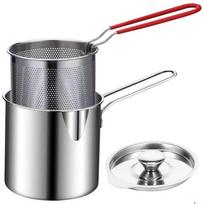 Lid Deep Fryer with Strainer Stainless Steel Milk Warmer Pot Tempura Fryer Pan  Kitchen KTY Fryer&Strainer&Lid