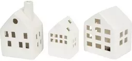 Home Styling Collection Keraminiai LED SCANDI nameliai, 3 šviesų dekoracijos