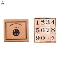 Wooden Stamp Old Cursive Wooden Rubber Number British Month Week Stamp Decoration A