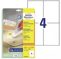 Avery Zweckform Avery L6028REV-25, baltas, stačiakampis, nuimamas, A4, universalus, popierius