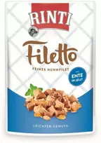 FINNERN GmbH end Co. KG Rinti Filetto šunų konservai su vištiena ir antiena 100 g, maišelyje