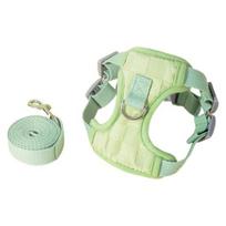 Dog Harness Leash Set Escape Proof Vest Harness with Soft Breathable Mesh Adjustable Safety Vest Pet Outdoor Traction Tool for Small Medium Dogs žalia