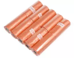 OEM plastikiniai maišeliai šunų išmatoms, 10 ritinėlių, oranžinis