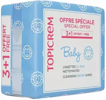 Topicrem BABY water-based cleansing wipes, pack of 4 x 60 units