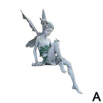 Fėjos Statulėlė Skulptūra Sodo Kraštovaizdžio Formavimas Kiemo Menas Dervos Statulėlė Lauko Sėdintis Turek Angelas Fig V2B7 White-1pcs