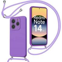 Case for Xiaomi Redmi Note 14 5G (not for 4G), Soft Shockproof Silicone Protection with Purple Cord