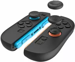 „iPega SW2083A“ silikoniniai „JoyCon“ valdiklių dangteliai, skirti „Nintendo Switch 2“ ir juodi