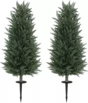 HOMCOM dirbtinių kiparisų rinkinys (2 vnt.) su smaigu, 100 cm, plastikiniai dirbtiniai augalai, tikroviškas dirbtinis medis, dekoracija biurui, svetainei, miegamajam, sodui