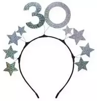 Party Deco Plaukų juosta su žvaigždėmis 30 metų