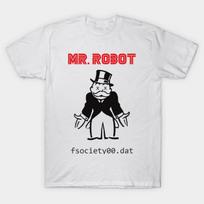 Men Black Print T-shirt Mr. Robot No-Cut Transfer Paper Print Cotton Tshirt 2XL balta