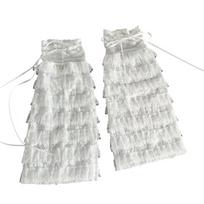Japanese Tiered Ruffle Lace Leg Warmers for Women Flared Leg Covers with Drawstring Ribbon Princess Mesh Leg Sleeves One Size balta