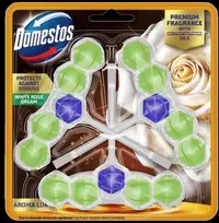DOMESTOS Aroma Lux Baltas Rose & Žalias Tea Tree Oil tualeto blokas 3 x 55 g