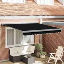 Ištraukiama markizė Juoda 350 x 250 cm Audinys ir metalas