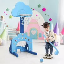 Promotions 3-in-1 Vaikiškas krepšinio lankas, reguliuojamas aukštis 78-116 cm, tamsiai mėlynas