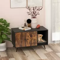 Promotions Katės kraiko dėžės uždangalas, 90x50x54 cm, Juoda ir Natūrali
