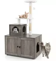 Promotions Kačių medis su kraiko dėžės uždanga, 77,5x49,5x132 cm, ruda balta