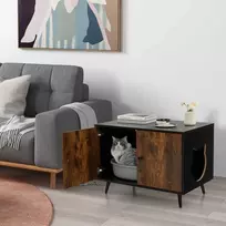 Promotions Katės kraiko dėžės uždangalas, 80x50.8x57.2 cm, juoda ir natūrali