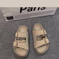 Dopamine slippers summer summer new retro student thick-bottomed casual one-word cool slippers outer wear 35 smėlis