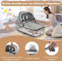 Promotions Kūdikių maniežas, 5 viename sulankstoma kelioninė lovytė su vystymo stalu ir lovyte, 110x78x78 cm, pilka