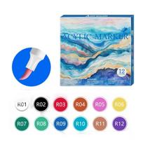 Acrylic Marker 12/24/36/48 Color Acrylic Paint Pen Brush Tip Marker for Painting on Paper Wood Glass Fabric Metal Stone
