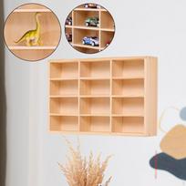 Wooden Toy Car Display Shelf Cabinet Home Party Gift Storage Rack Organizer Case for Farmhouse 30.1cmx19.1cmx4.9cm beige