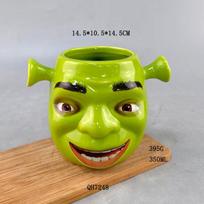 Ceramic cup Shrek mug cartoon animation mask green full face figure ornament gift 301-400ml