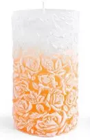 Mondex Žvakės vidutinis cilindras 8x13,5cm ROSE oranžinis parafinas
