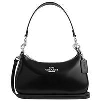 Coach Teri 25 Logotipas Užtrauktukas Odinė Crossbody Peties Rankinė Vidutinio Dydžio Moteriškos Rankinės Juoda CV938-SVBK Basic Set (Bag+Dust Bag)