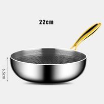 316 Stainless Steel Frying Pan Wok Non-stick Cooking Honeycomb Steak Gas Stove Pot Induction General Saucepan Kitchen Cookware 22cm