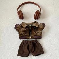 Ruda retro skraidymo striukė mados lėlės drabužiai Labubu lėlei mados drabužių rinkinio aksesuarai dovana No doll