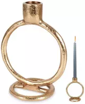 Žvakidė ilgai žvakei, aliuminio, aukso, 15 cm