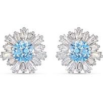 Swarovski 125-ojo jubiliejaus „Sunshine“ serijos saulėgrąžos auskarai su skylutėmis, imituoto krištolo, moteriški auskarai, mėlyni, 5536741 Box (Random Color)