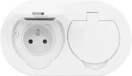 Orno Hermetyczne Hermetiškas dvigubas elektros lizdas, ovalus, IP55, 2x2P+Z (prancūziškas), baltas