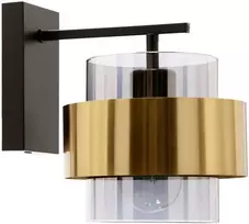 Candellux Spiega sieninis šviestuvas juodas+žalvarinis 1x60w E27 dūminis gaubtas
