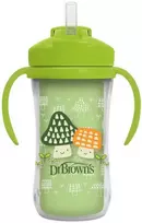 DR. BROWN'S 300 ml gertuvė dvigubomis sienelėmis su šiaudeliu, žalia