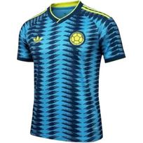 Adidas Kolumbija 26 išvykos marškinėliai Komandos tamsiai mėlyni/Paslaptingi žali vyriški viršutiniai drabužiai JL6974 L