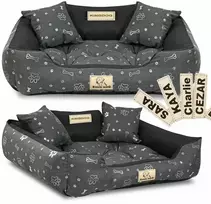 Aio Factory Šuns guolis KINGDOG 115x95 cm, personalizuotas, vandeniui atsparus, sidabriniai kaulai