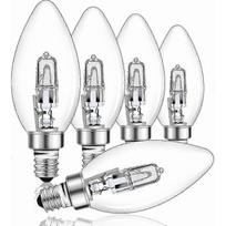 E14 28W Halogen Candle Bulb Dimmable, Clear Glass C35 E14 SES Small Edison Screw Bulb, Halogen Candle Bulb for Chandelier, 230V, 5-Pack
