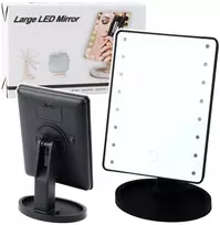 Lean Kosmetinis veidrodis su LED apšvietimu ir reguliuojamu stovu, juodas
