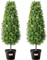 Dirbtinis buksmedžio medis 91.4 cm, atsparus UV spinduliams, skirtas lauko dekorui, 2 vnt. topiarų pakuotė