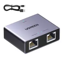 Ugreen Tinklo daliklis ekranuotas RJ45 -> 2xRJ45 (8P8C) Gigabit, pilkas