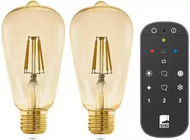 EGLO - Rinkinys 2x E27 ST64 gintaro spalvos, nuotolinio valdymo pultas - Šiltai balta - Zigbee, Bluetooth