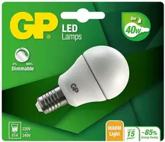 GP – LED lempa mini gaublys, E14, DIM, 6W (40W), 470lm