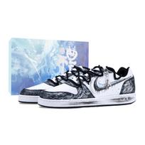 Nike EBERNON Bleach Sickles Slip Resistant Abrasion Resistant Low top Skateboard Shoes Men's Black White AQ1774-102(Team836--SBOX) 44