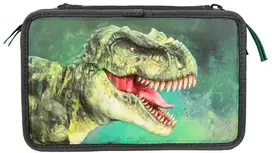 Dino World – Trigubas pieštukų dėklas – žalias su 3D efektu – (0412475)