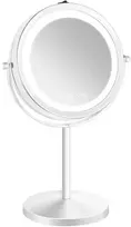 Gillian Jones - Stalinis veidrodis su LED apšvietimu ir 10 kartų didinimu - Baltas - 17,5 cm skersmens, 32 cm aukščio