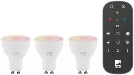 EGLO - 3 GU10 išmaniųjų lempučių ir nuotolinio valdymo pulto rinkinys - RGB + reguliuojama balta spalva - Zigbee ir Bluetooth