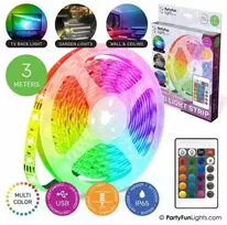 Partyfunlights USB LED šviesos juosta - 3 m su nuotolinio valdymo pultu