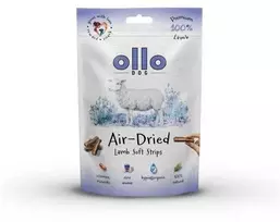 Šunų Priedas - OLLO Džiovintos Avienos Juostelės 80g Be Glitimo, 43.4% Baltymų