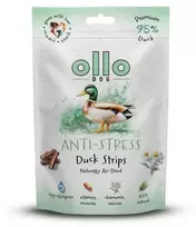Šunų Priedas - OLLO Orkaitėje Džiovinti Antistresiniai Anties Juostelės 80g Hipoalerginės Be Glitimo